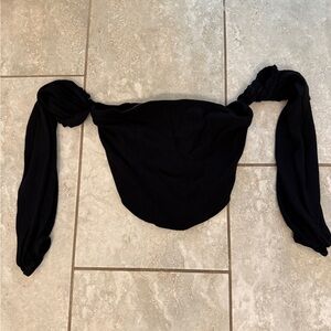 Black Tie Front Crop Top with Unique Design